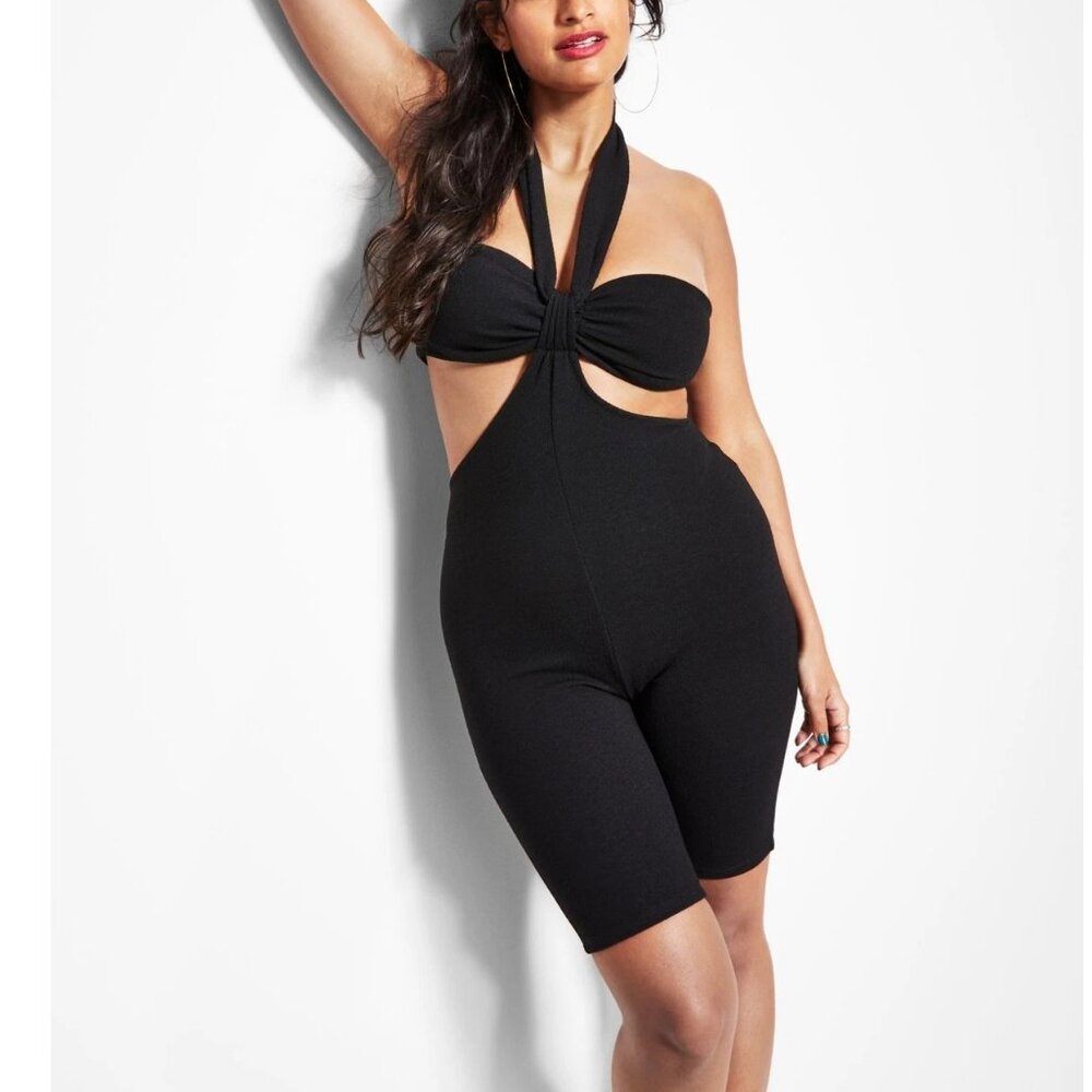 Royalty by Maluma Women's Halter Bandeau Romper, Black